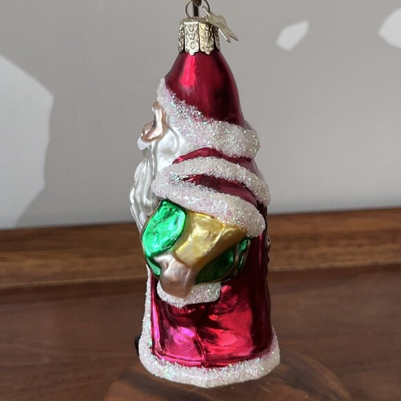 Old World Christmas Santa Claus w/ Green Drum Blown Glass Ornament Merck Vintage - Picture 3 of 10